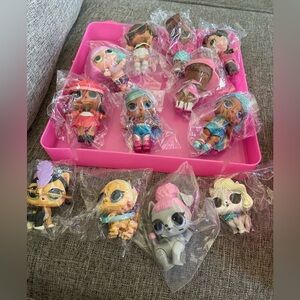L.O.L Surprise lot of 8 Dolls 4 Pets lots of accessories and carry storage case